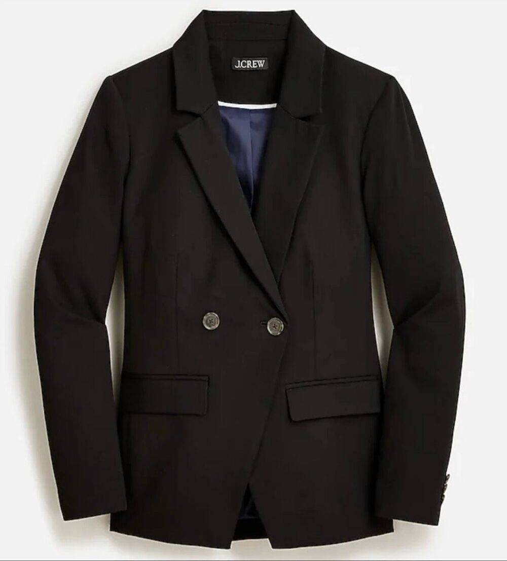 J. Crew Devon Double Breasted Cotton Blazer in Black Size 6